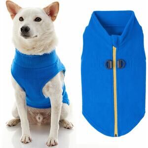 Gooby Zip-Up Fleece Dog Vest, Blue, Medium: 17.5-in chest